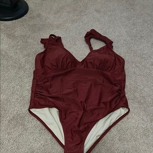 Kona Sol Burgundy One-Piece Swimsuit